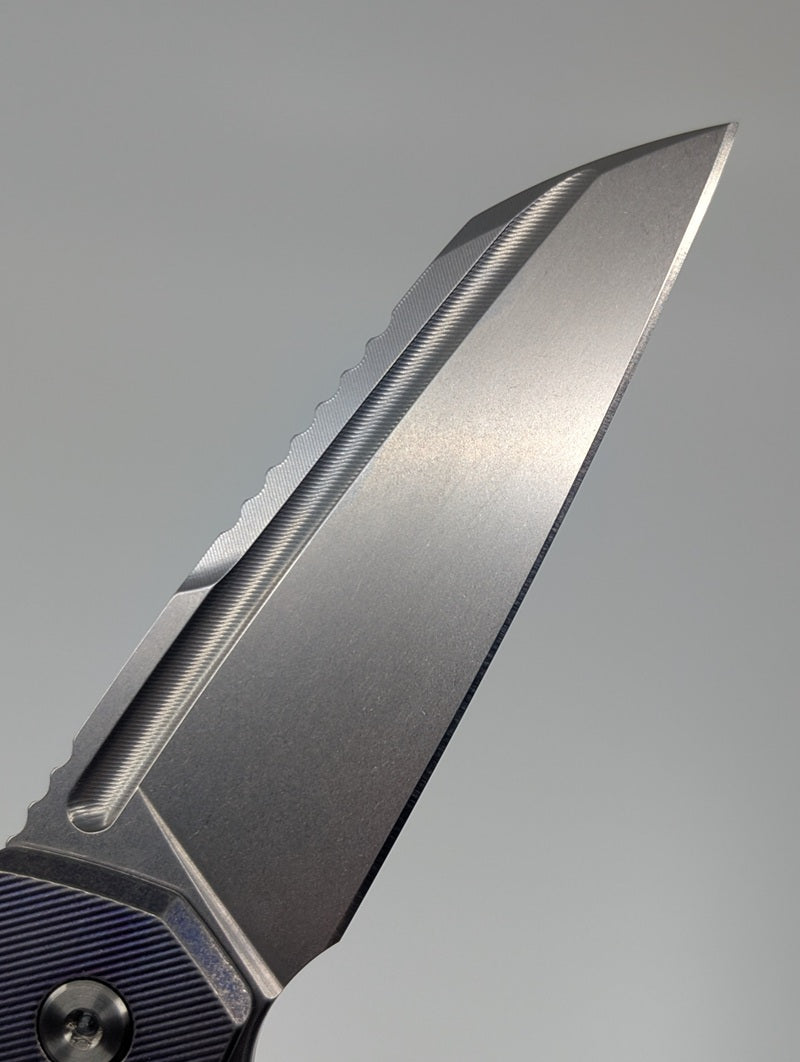MachineWise Mojave Purple w/ Distress (S90V | Stonewash | Fine Step) Framelock Folding Knife #1216 *BLEM*