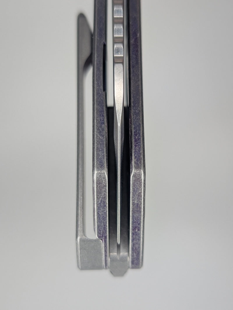 MachineWise Mojave Purple w/ Distress (S90V | Stonewash | Fine Step) Framelock Folding Knife #1216 *BLEM*