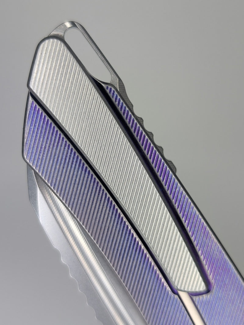 MachineWise Mojave Purple w/ Distress (S90V | Stonewash | Fine Step) Framelock Folding Knife #1216 *BLEM*