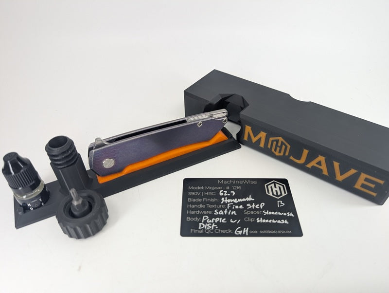 MachineWise Mojave Purple w/ Distress (S90V | Stonewash | Fine Step) Framelock Folding Knife #1216 *BLEM*