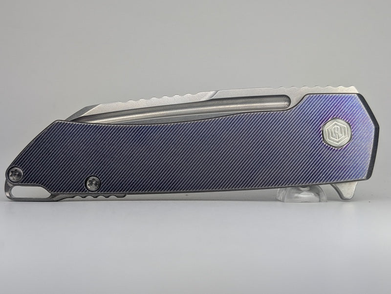 MachineWise Mojave Purple w/ Distress (S90V | Stonewash | Fine Step) Framelock Folding Knife #1216 *BLEM*