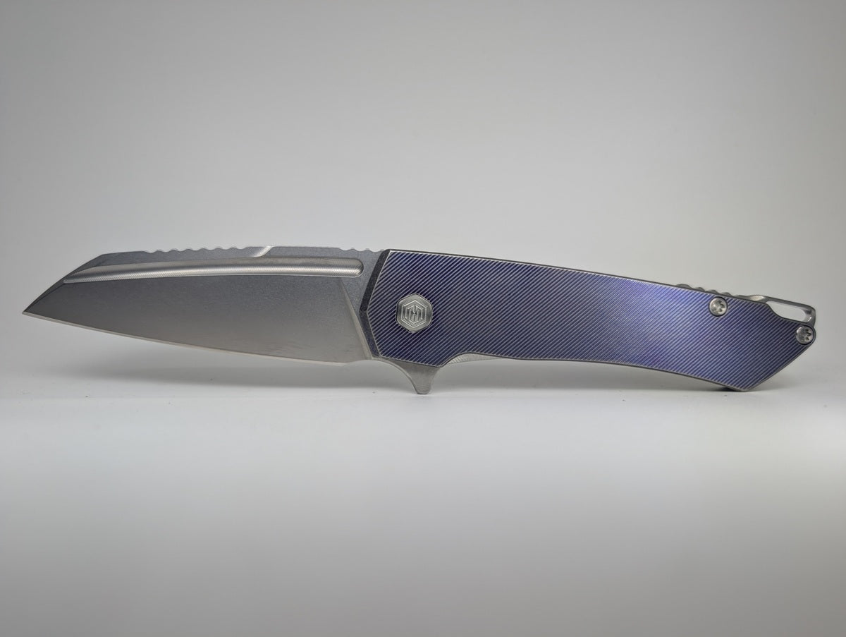 MachineWise Mojave Purple w/ Distress (S90V | Stonewash | Fine Step) Framelock Folding Knife #1216 *BLEM*