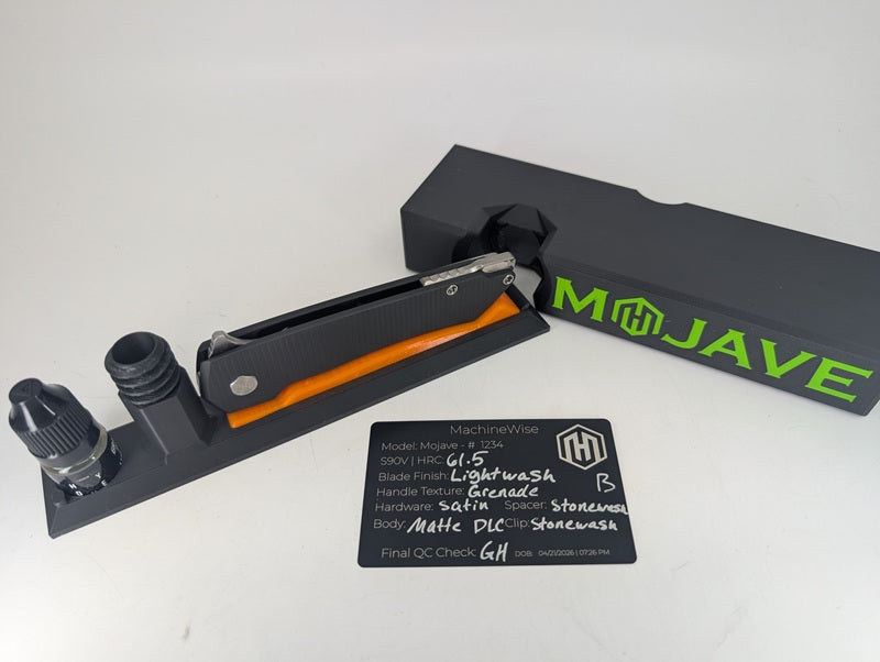 MachineWise Mojave Matte Black DLC (S90V | Stonewash | Grenade) Framelock Folding Knife #1234 *BLEM*