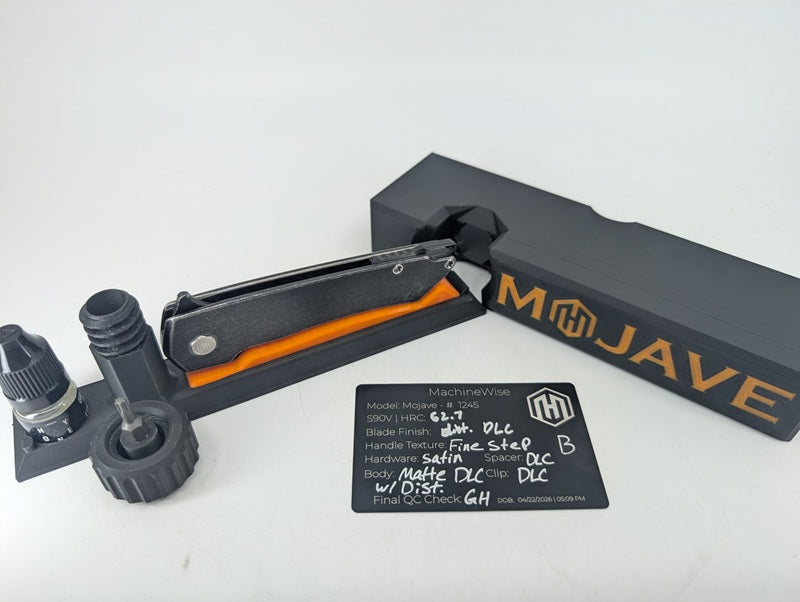 MachineWise Mojave DLC Black Dist. (S90V | DLC Dist. | FineStep) Framelock Folding Knife #1245 *BLEM*