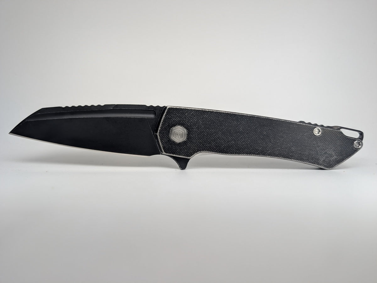 MachineWise Mojave DLC Black Dist. (S90V | DLC Dist. | FineStep) Framelock Folding Knife #1245 *BLEM*