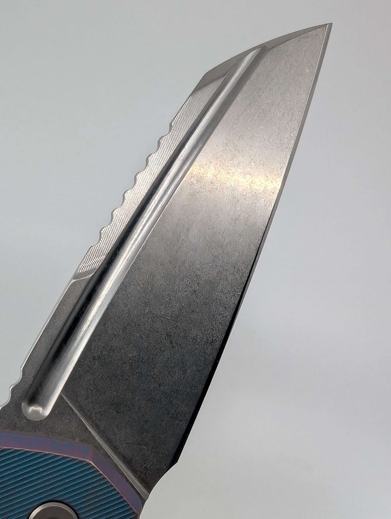 MachineWise Mojave Aqua to Purple Distressed (CPM 20CV | Stonewash | Finestep Handle) Framelock Folding Knife 177 *BLEM*