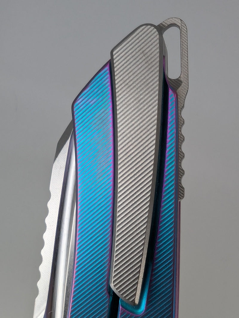 MachineWise Mojave Aqua to Purple Distressed (CPM 20CV | Stonewash | Finestep Handle) Framelock Folding Knife 190 *BLEM*
