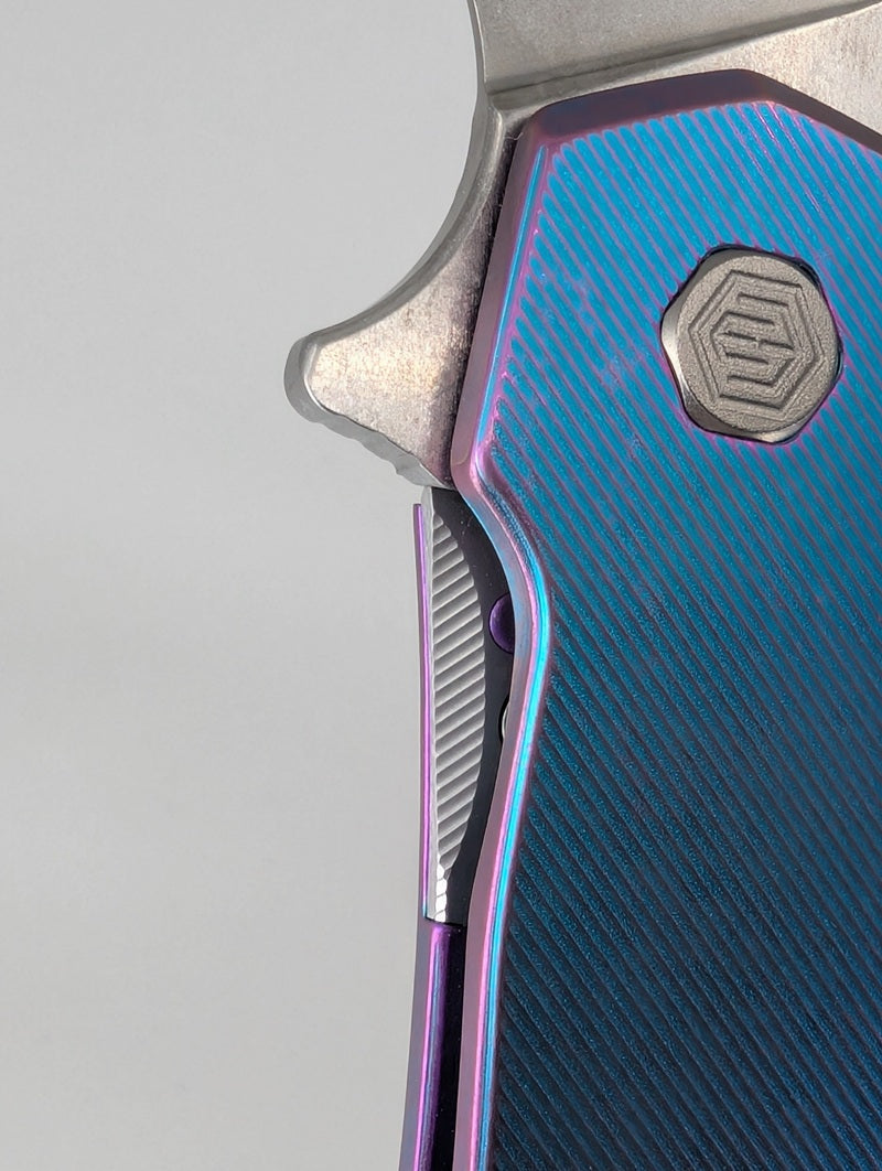 MachineWise Mojave Aqua to Purple Distressed (CPM 20CV | Stonewash | Finestep Handle) Framelock Folding Knife 190 *BLEM*