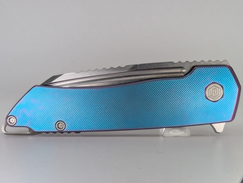MachineWise Mojave Aqua to Purple Distressed (CPM 20CV | Stonewash | Finestep Handle) Framelock Folding Knife 190 *BLEM*