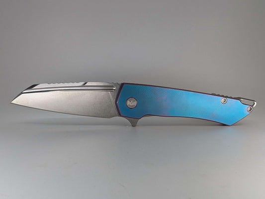 MachineWise Mojave Aqua to Purple Distressed (CPM 20CV | Stonewash | Finestep Handle) Framelock Folding Knife 177 *BLEM*