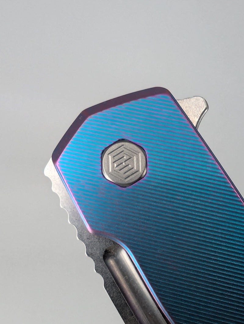 MachineWise Mojave Aqua to Purple Distressed (CPM 20CV | Stonewash | Finestep Handle) Framelock Folding Knife 190 *BLEM*