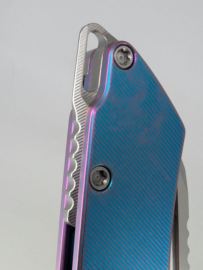 MachineWise Mojave Aqua to Purple Distressed (CPM 20CV | Stonewash | Finestep Handle) Framelock Folding Knife 190 *BLEM*