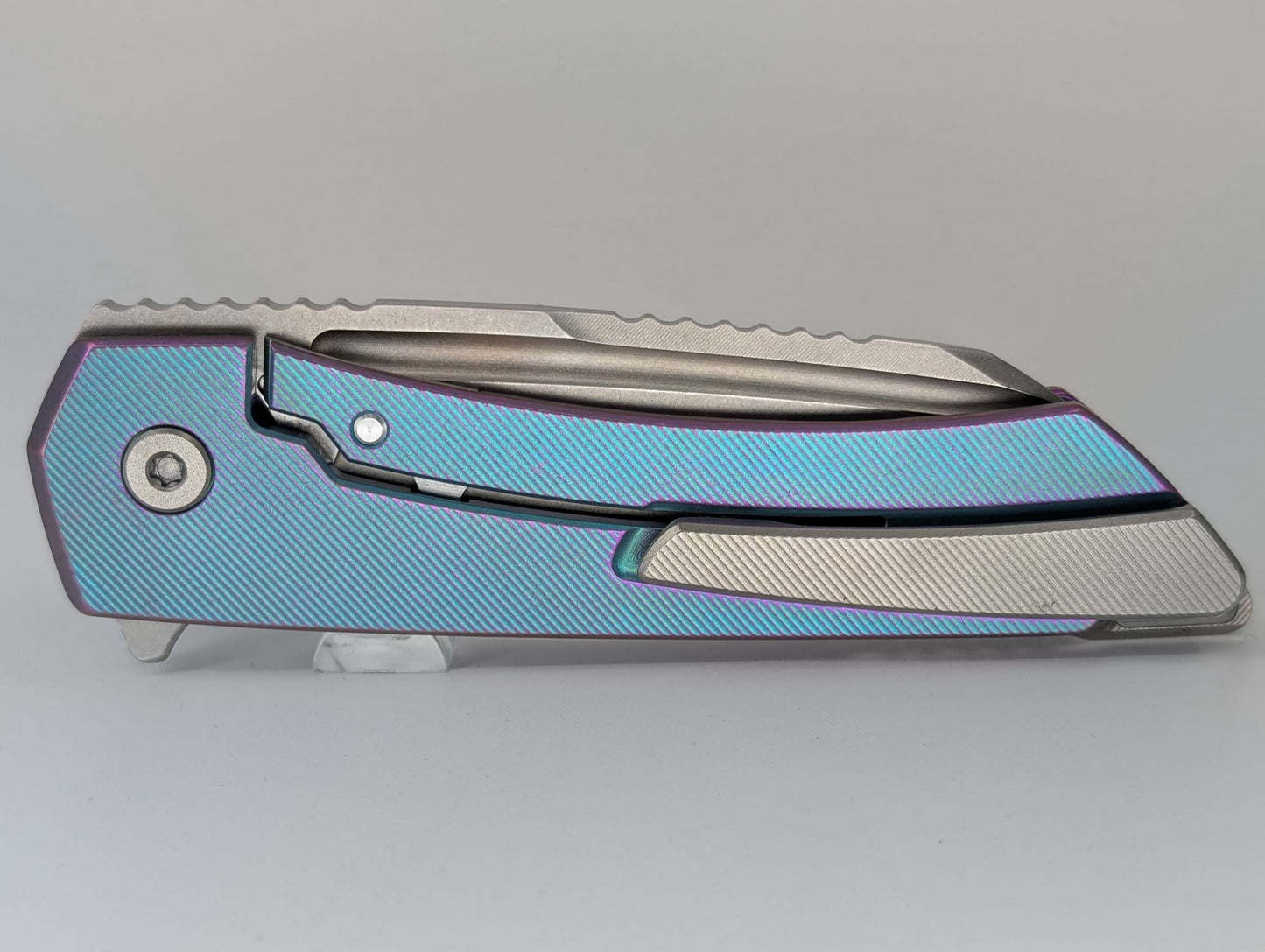 MachineWise Mojave Aqua w/ Purple Distress (CPM 20CV | Lightwash | Fine Step) Framelock Folding Knife #171