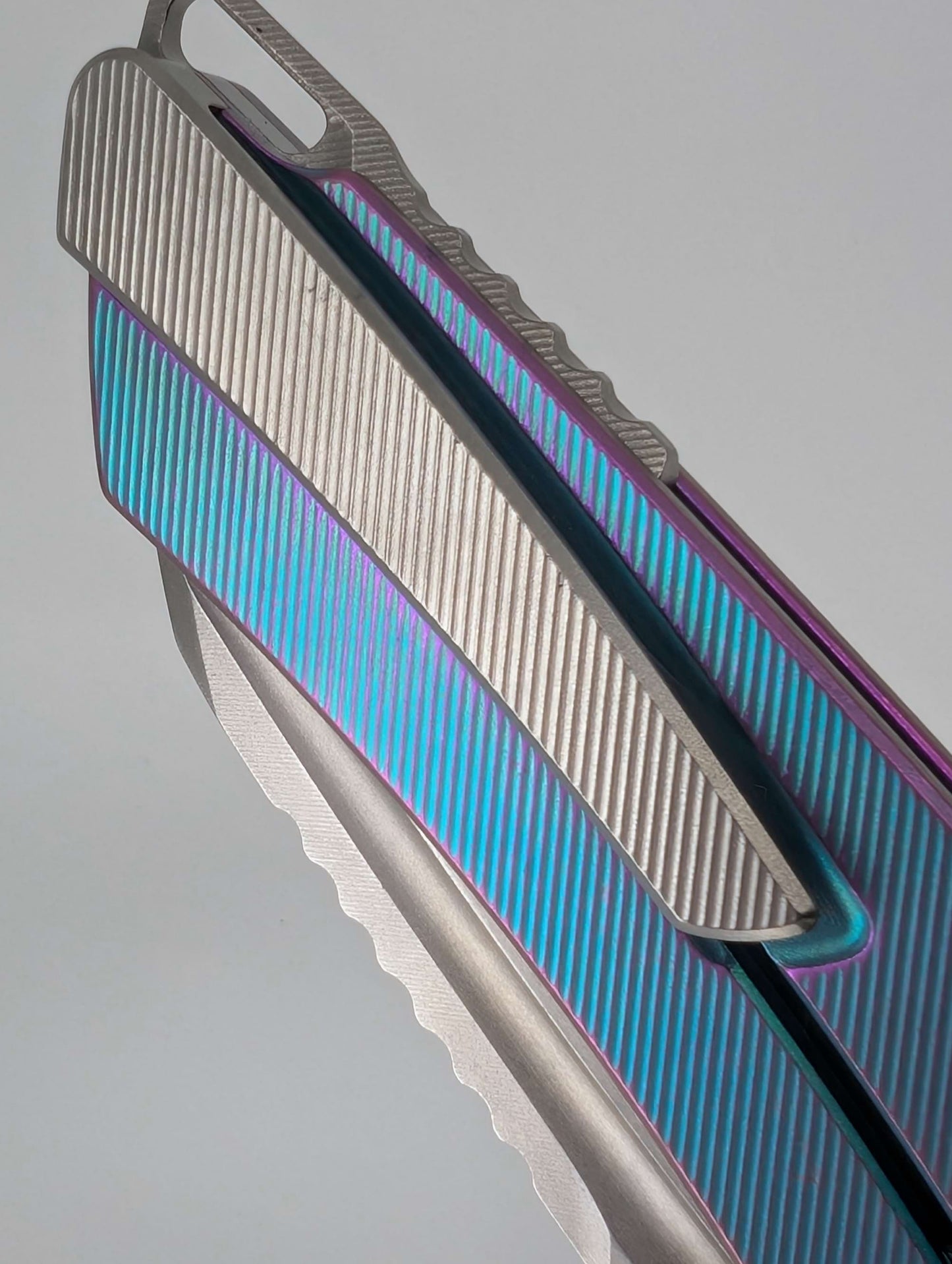 MachineWise Mojave Aqua w/ Purple Distress (CPM 20CV | Lightwash | Fine Step) Framelock Folding Knife #171