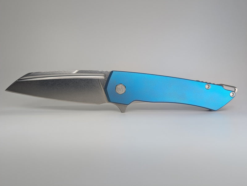 MachineWise Mojave Aqua (S90V | Stonewash | Fine Step Handle) Framelock Folding Knife #341 *BLEM*