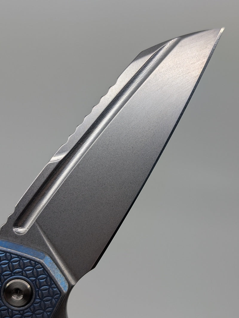 MachineWise Mojave Blue Distress (S90V | Mosaic Handle) Framelock Folding Knife #1512 *BLEM*