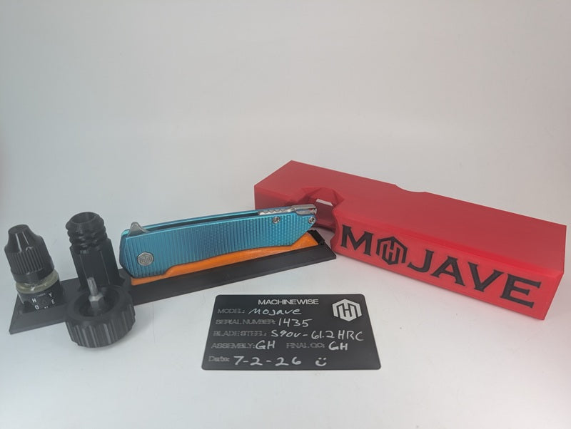 MachineWise Mojave Blue Green Ti (S90V | Frag Handle) Framelock Folding Knife #1435