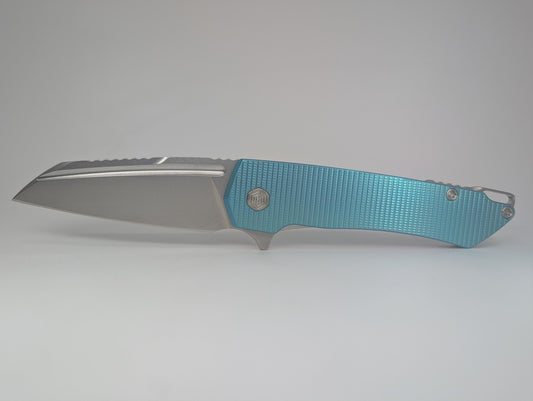 MachineWise Mojave Blue Green Ti (S90V | Frag Handle) Framelock Folding Knife #1435