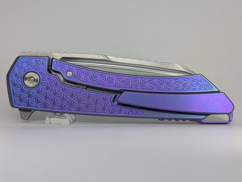 MachineWise Mojave Blurple (S90V | Stars Handle) Framelock Folding Knife #1515 *BLEM*