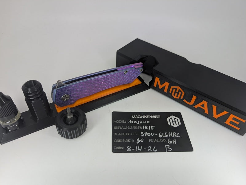 MachineWise Mojave Blurple (S90V | Stars Handle) Framelock Folding Knife #1515 *BLEM*