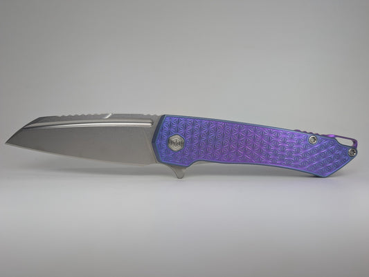 MachineWise Mojave Blurple (S90V | Stars Handle) Framelock Folding Knife #1515 *BLEM*