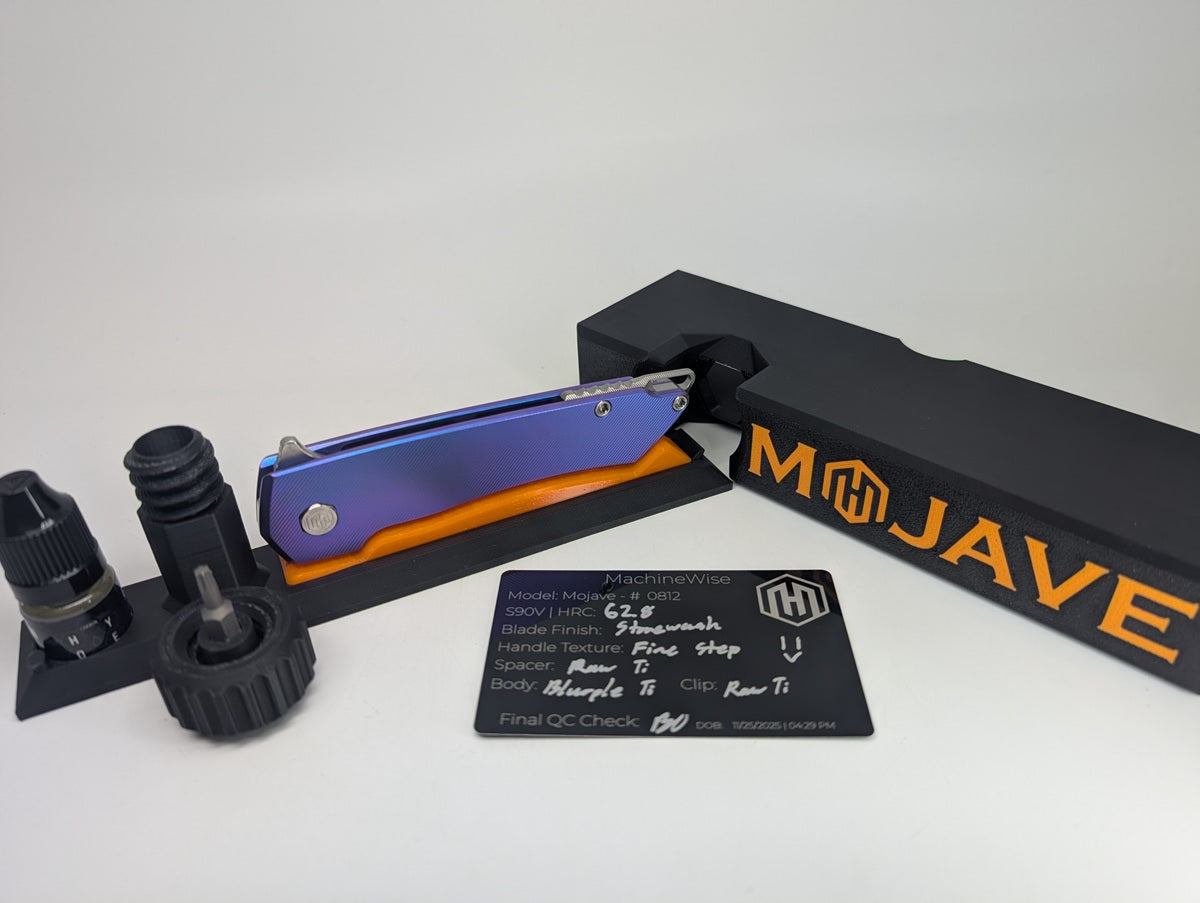 MachineWise Mojave Raw (CPM 20CV | Stonewash | Finestep Handle) Framelock Folding Knife #812