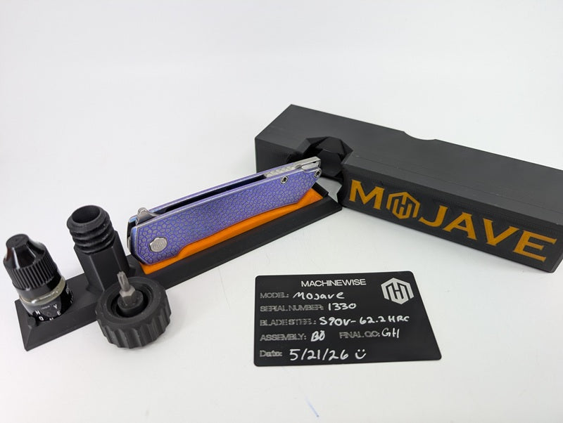 MachineWise Mojave Blurple Ti (S90V | Lightwash | Turtle) Framelock Folding Knife #1330