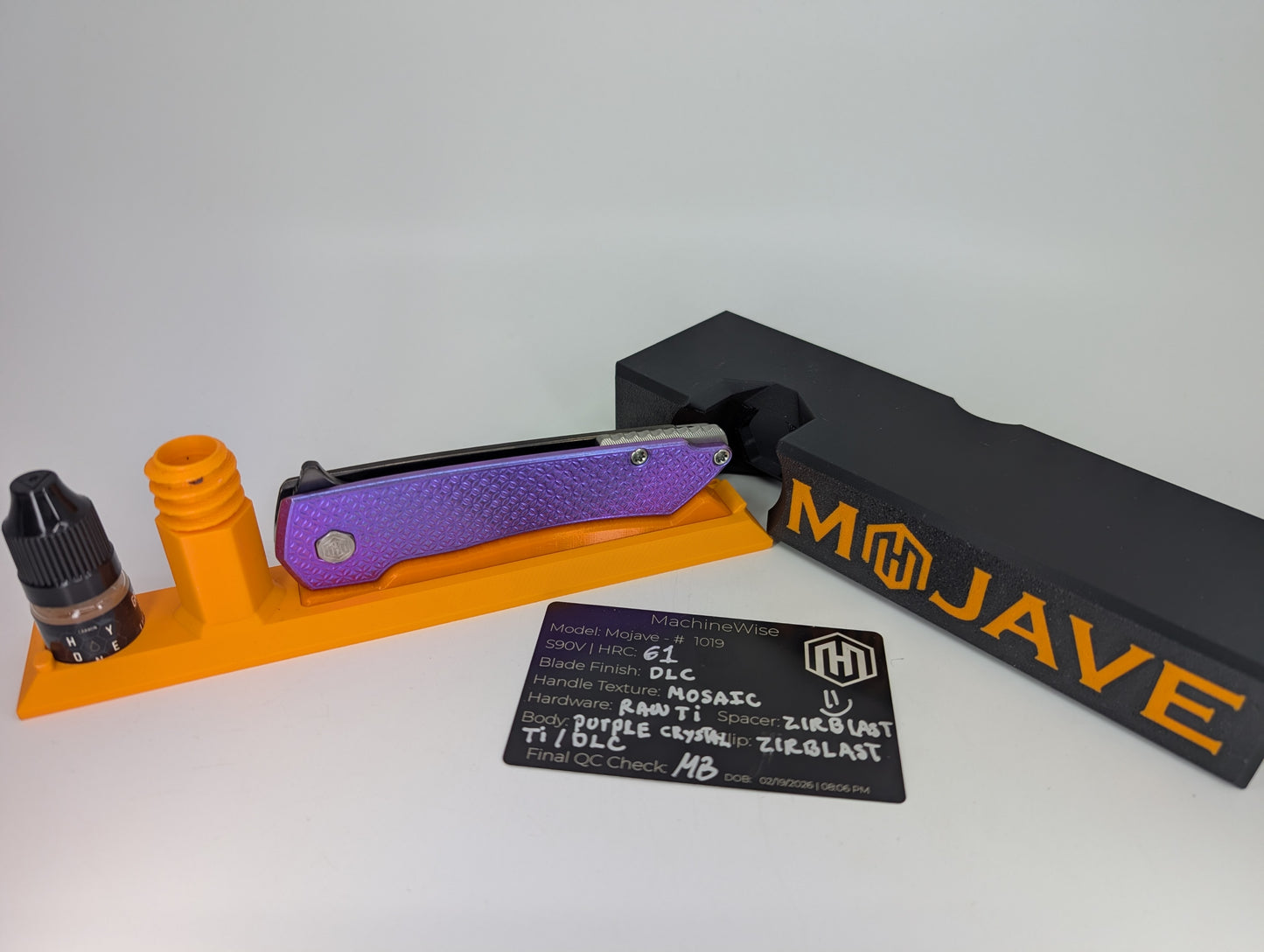 MachineWise Mojave Custom Limited Edition Full Dress Crystalized Ti Framelock Folding Knife #1019