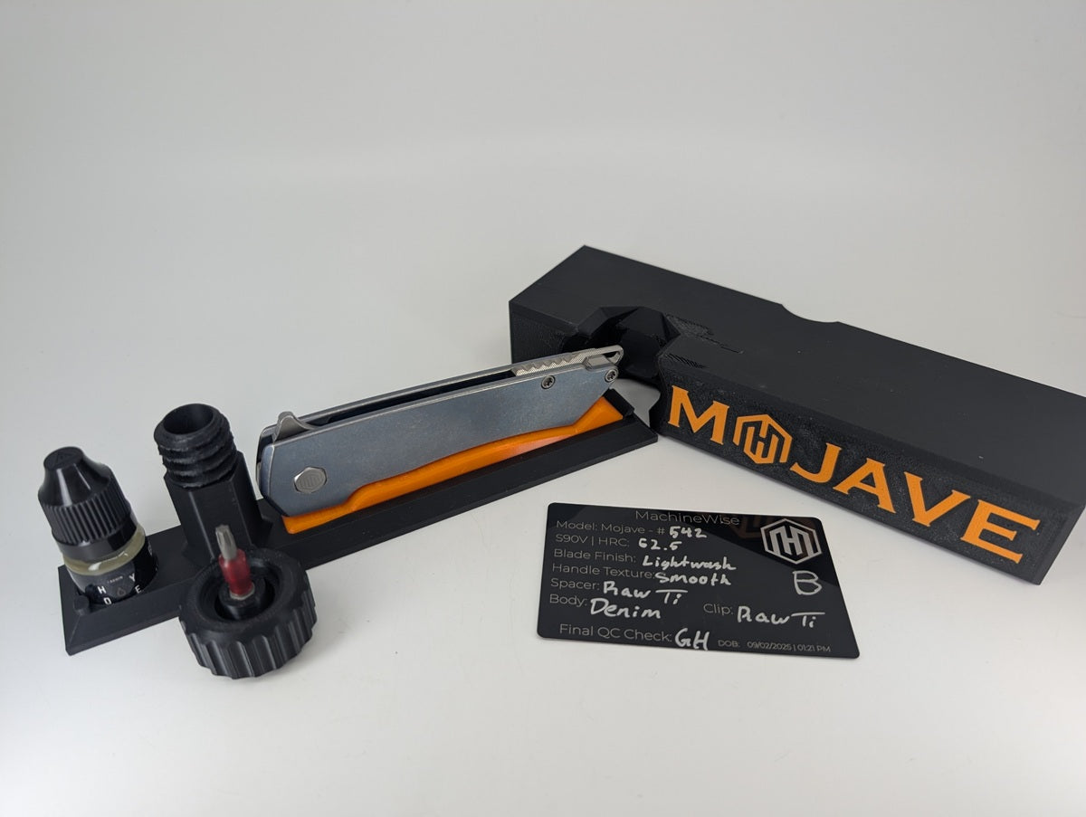 MachineWise Mojave Denim (S90V | Lightwash | Smooth Handle) Framelock Folding Knife #542 *BLEM*