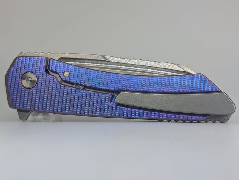 MachineWise Mojave Electric Blurple Ti (S90V | Frag Handle) Framelock Folding Knife #1475 *BLEM*