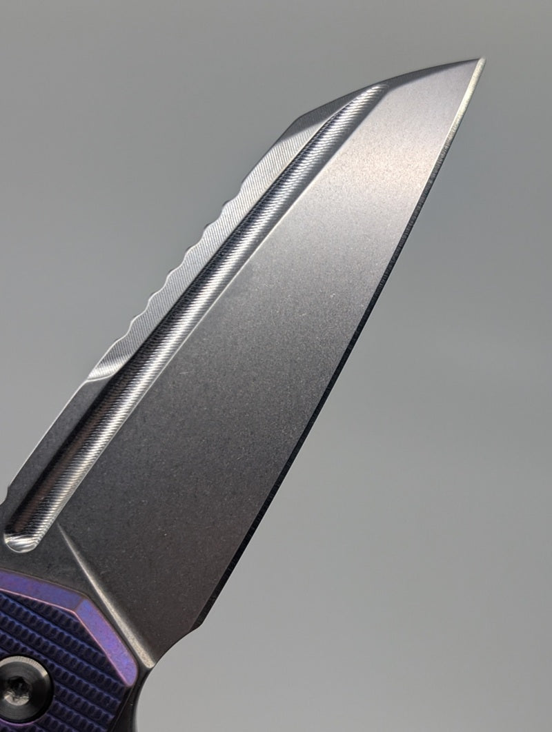 MachineWise Mojave Electric Blurple Ti (S90V | Frag Handle) Framelock Folding Knife #1475 *BLEM*