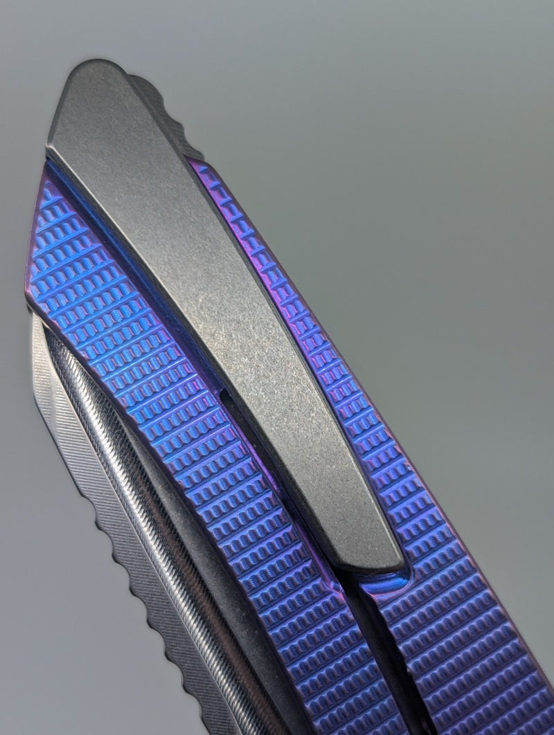 MachineWise Mojave Electric Blurple Ti (S90V | Frag Handle) Framelock Folding Knife #1475 *BLEM*