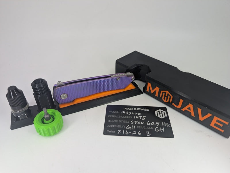 MachineWise Mojave Electric Blurple Ti (S90V | Frag Handle) Framelock Folding Knife #1475 *BLEM*