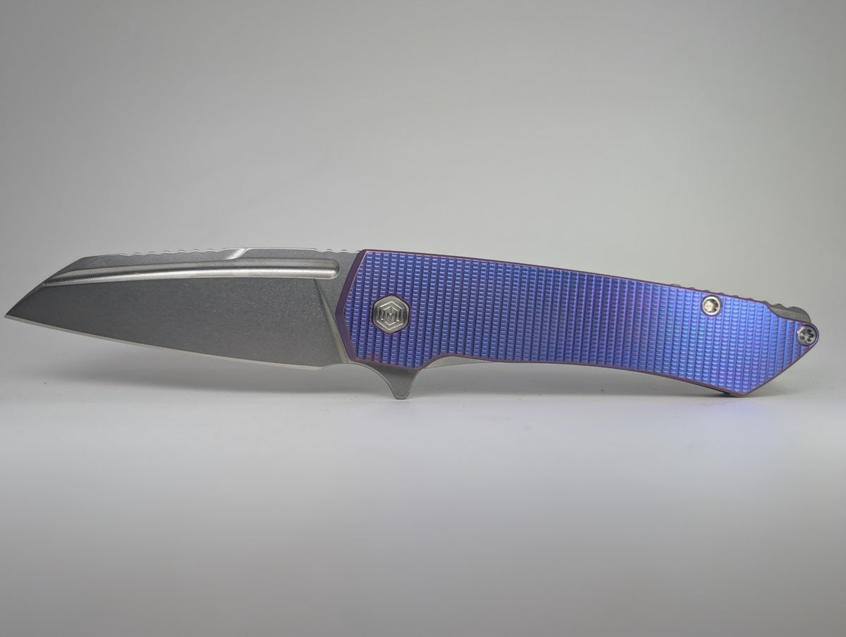 MachineWise Mojave Electric Blurple Ti (S90V | Frag Handle) Framelock Folding Knife #1475 *BLEM*