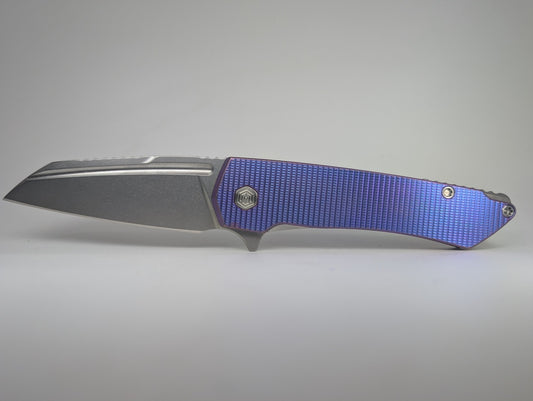 MachineWise Mojave Electric Blurple Ti (S90V | Frag Handle) Framelock Folding Knife #1475 *BLEM*