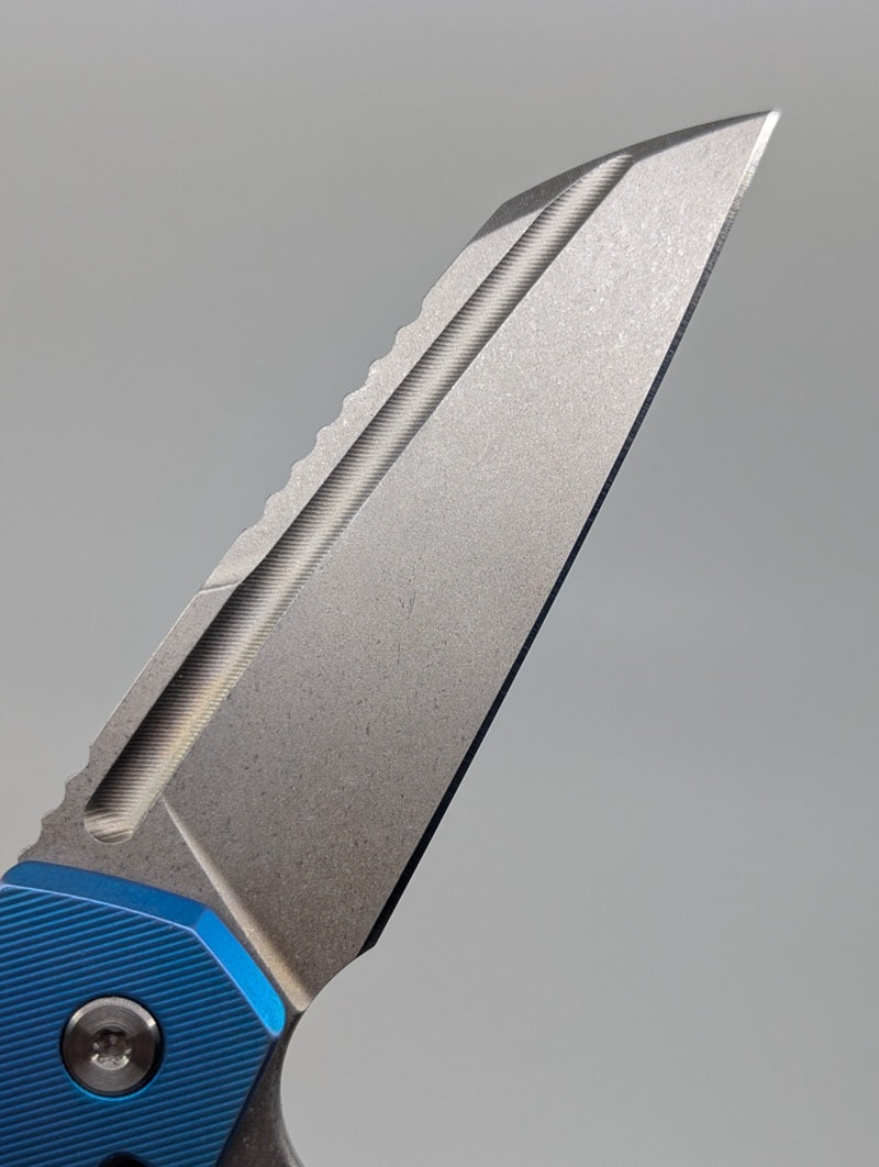 MachineWise Mojave Teal Fade (S90V | Lightwash | Fine Step) Framelock Folding Knife #1206 *BLEM*