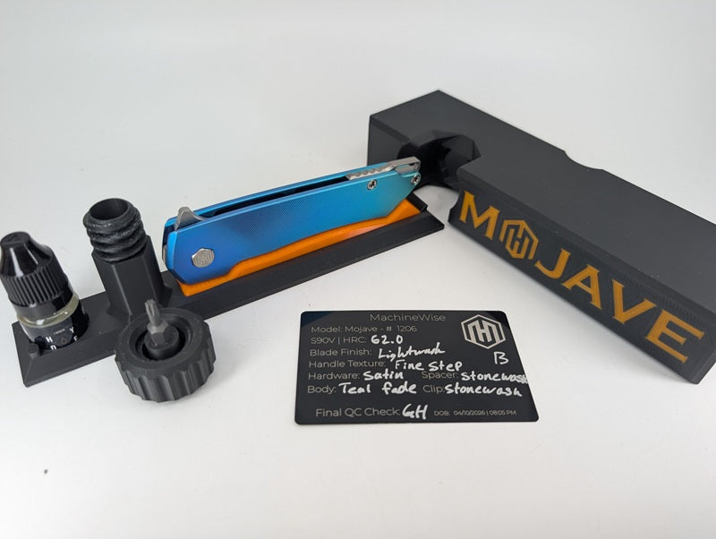 MachineWise Mojave Teal Fade (S90V | Lightwash | Fine Step) Framelock Folding Knife #1206 *BLEM*