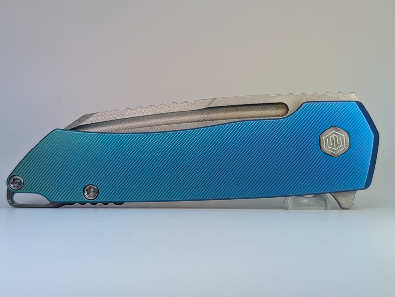 MachineWise Mojave Teal Fade (S90V | Lightwash | Fine Step) Framelock Folding Knife #1206 *BLEM*