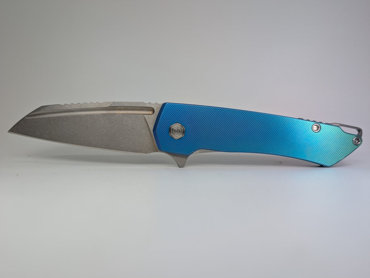 MachineWise Mojave Teal Fade (S90V | Lightwash | Fine Step) Framelock Folding Knife #1206 *BLEM*