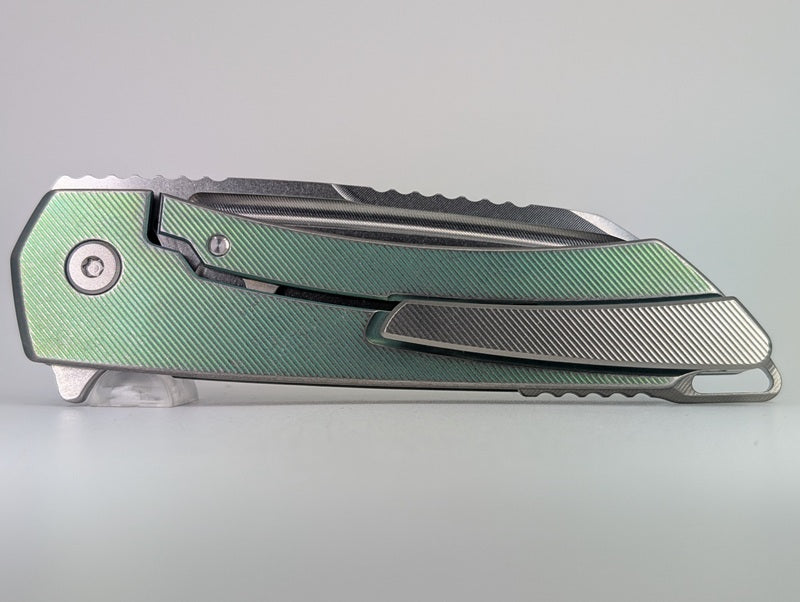 MachineWise Mojave Green w/ Distress (CPM S90V | Stonewash | Finestep Handle) Framelock Folding Knife 482 *BLEM*