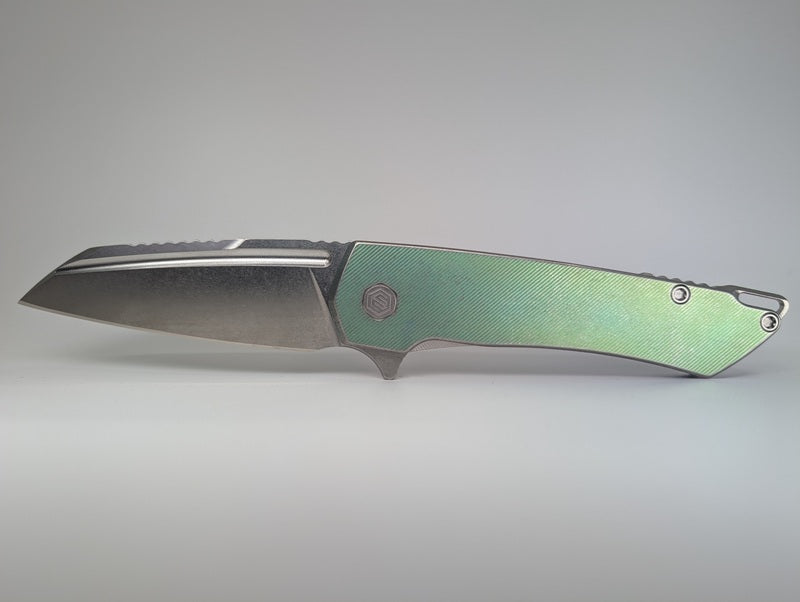 MachineWise Mojave Green w/ Distress (CPM S90V | Stonewash | Finestep Handle) Framelock Folding Knife 482 *BLEM*