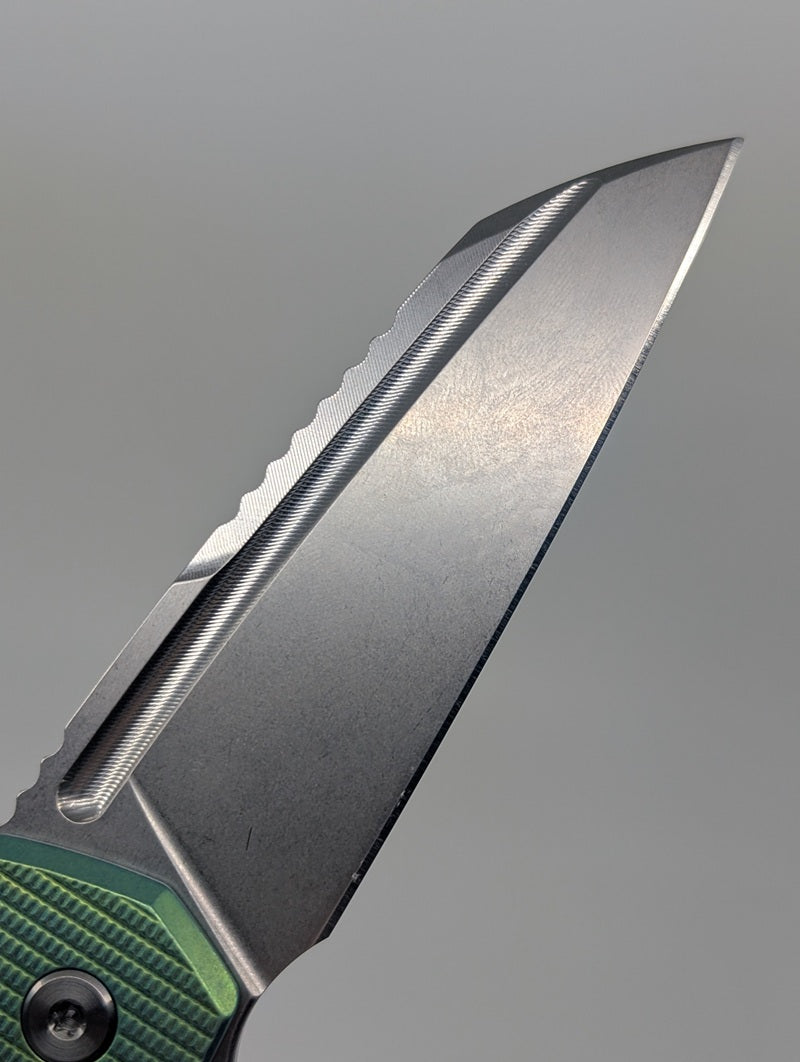 MachineWise Mojave Green Ti ( S90V | Stonewash | Grenade Handle ) Framelock Folding Knife #1043
