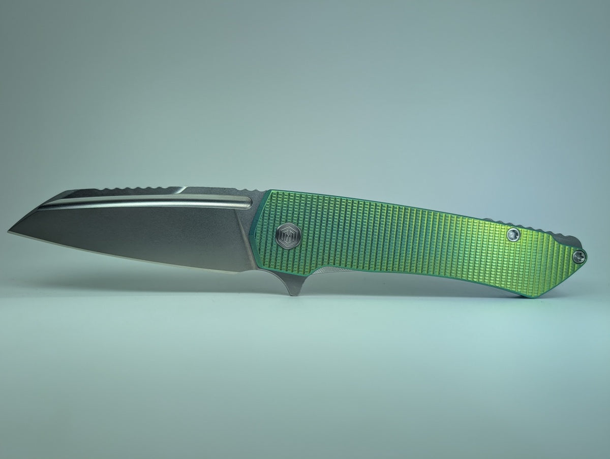 MachineWise Mojave Green Ti ( S90V | Stonewash | Grenade Handle ) Framelock Folding Knife #1043