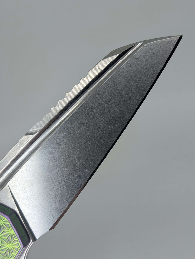 MachineWise Mojave Green / Pink Distress (CPM 20CV | Stonewash | Star Handle) Framelock Folding Knife 226 *BLEM*
