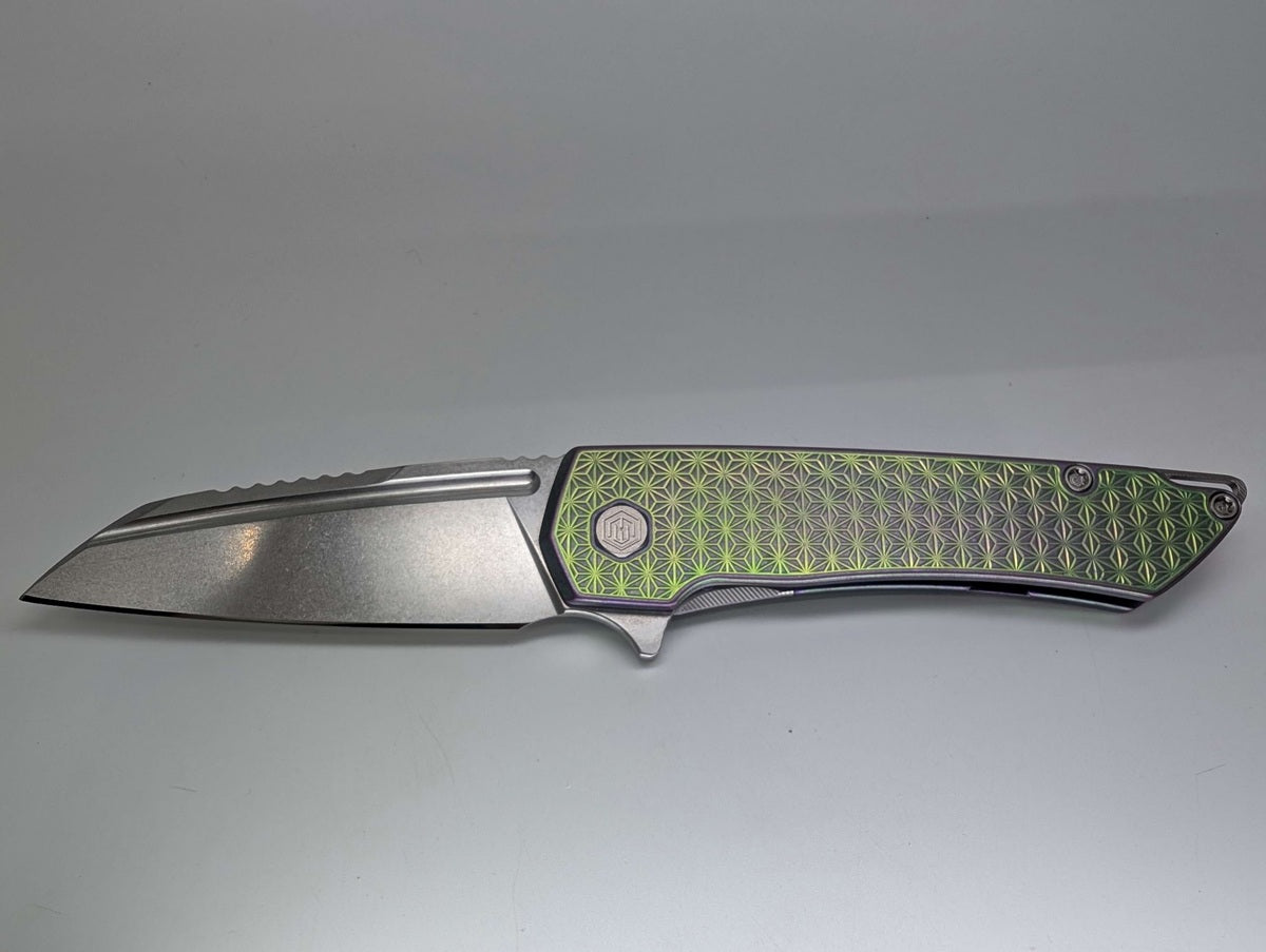 MachineWise Mojave Green / Pink Distress (CPM 20CV | Stonewash | Star Handle) Framelock Folding Knife 226 *BLEM*