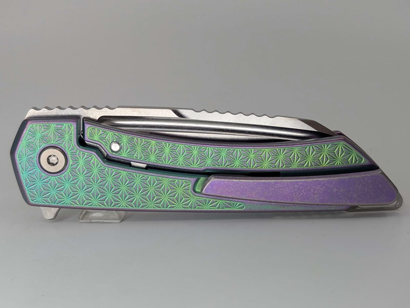 MachineWise Mojave Green / Pink Distress (CPM 20CV | Stonewash | Star Handle) Framelock Folding Knife 227 *BLEM*