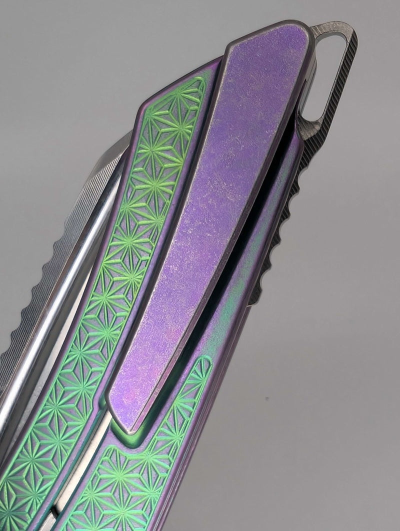 MachineWise Mojave Green / Pink Distress (CPM 20CV | Stonewash | Star Handle) Framelock Folding Knife 227 *BLEM*