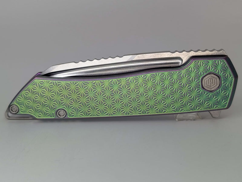 MachineWise Mojave Green / Pink Distress (CPM 20CV | Stonewash | Star Handle) Framelock Folding Knife 227 *BLEM*