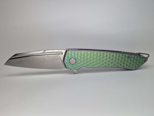 MachineWise Mojave Green / Pink Distress (CPM 20CV | Stonewash | Star Handle) Framelock Folding Knife 227 *BLEM*