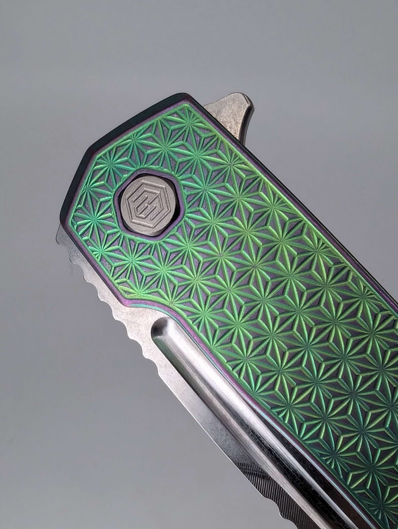 MachineWise Mojave Green / Pink Distress (CPM 20CV | Stonewash | Star Handle) Framelock Folding Knife 227 *BLEM*